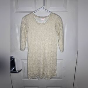 Cat & Jack Girls Cream And Gold Lace‎ Knit Dress Size 10/12 (L)